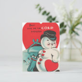 Carte Postale Bonhomme de neige cool rétro vintage Saint-Valenti (Debout devant)