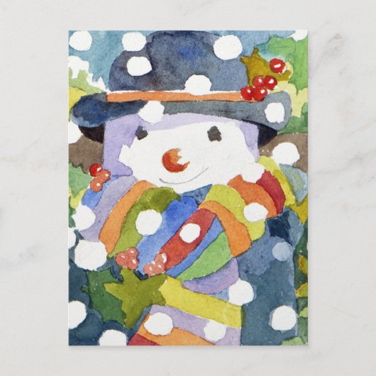Carte Postale Bonhomme de neige dans la neige 2011 (Devant)