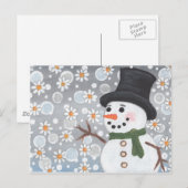 Carte Postale Bonhomme de neige dans une tempête de neige (Devant / Derrière)
