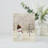 Carte Postale Bonhomme de neige de Noël avec étoile dorée (Debout devant)