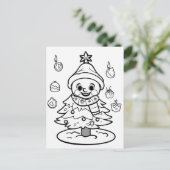 Carte Postale bonhomme de neige de Noël festif arbre enfant colo (Debout devant)