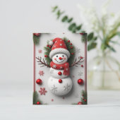Carte Postale 🎄 Bonhomme de neige d'hiver Épine Charme ❄️ Noël (Debout devant)