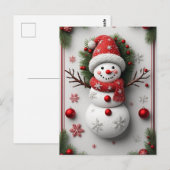Carte Postale 🎄 Bonhomme de neige d'hiver Épine Charme ❄️ Noël (Devant / Derrière)