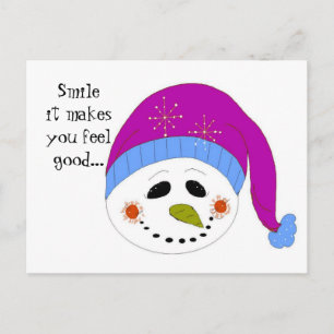 Carte Postale Bonhomme de neige souriant