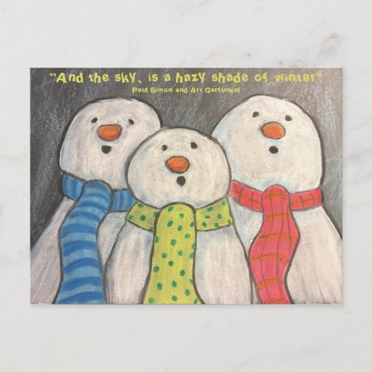 Carte postale bonhommes de neige dos blanc (Devant)