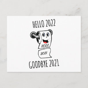 Carte Postale Bonjour 2022 Au revoir 2021 papier toilette
