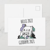 Carte Postale Bonjour 2022 Au revoir 2021 Repose en paix 2022 (Devant / Derrière)