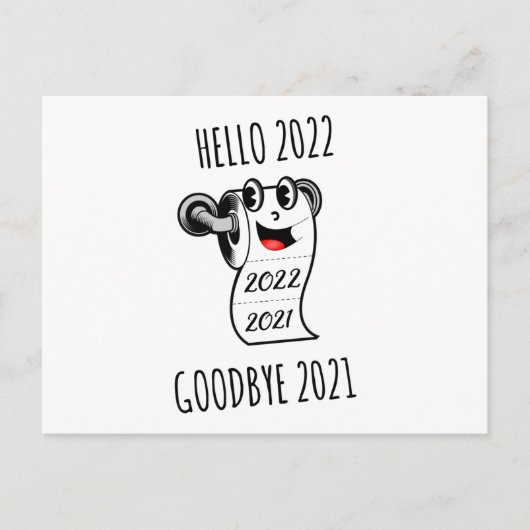 Carte Postale Bonjour 2022 Goodbye 2021 papier toilette (Devant)