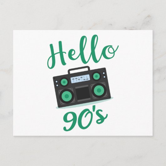 Carte Postale Bonjour 90s radio cassette enregistreur (Devant)