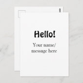 Carte Postale Bonjour ajouter un message de nom simple minimum é (Devant / Derrière)