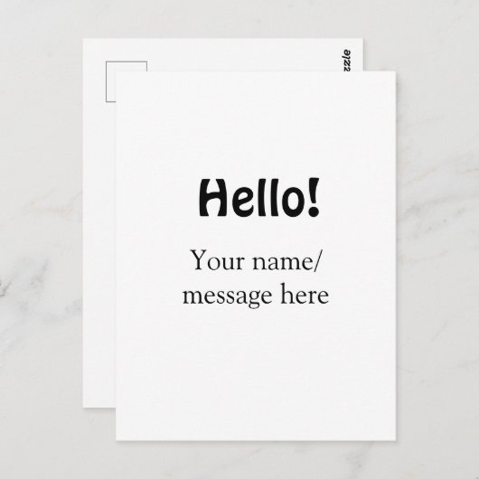 Carte Postale Bonjour ajouter un message de nom simple minimum é (Devant / Derrière)
