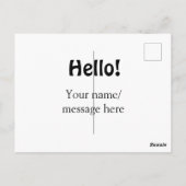 Carte Postale Bonjour ajouter un message de nom simple minimum é (Dos)