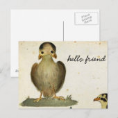 Carte Postale bonjour ami oiseau (Devant / Derrière)