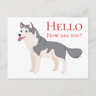 Carte Postale Bonjour Amitié Amour de Chien Chiots Husky Sibérie