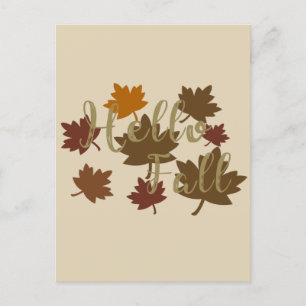 Carte Postale Bonjour Automne aquarelle automne Feuilles d'autom