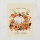 Carte Postale Bonjour Automne aquarelle fleur sauvage feuilles d (Devant)