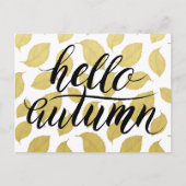 Carte Postale Bonjour automne - Gold automne Feuilles Postcard (Devant)