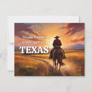 Carte Postale Bonjour aux partenaires Howdy du Texas