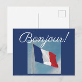 Carte Postale Bonjour ! avec le drapeau de la France (Devant / Derrière)