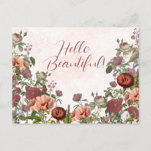 Carte Postale Bonjour Beau Botanique Floral Aquarelle Boho