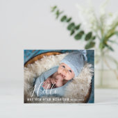 Carte Postale Bonjour bébé faire-part de naissance (Debout devant)