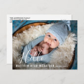 Carte Postale Bonjour bébé faire-part de naissance (Devant / Derrière)