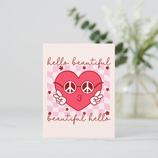 Carte Postale Bonjour belle | Cute et coeur (Debout devant)