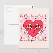 Carte Postale Bonjour belle | Cute et coeur (Devant / Derrière)