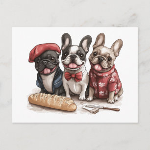 Carte Postale Bonjour Bouledogues Français
