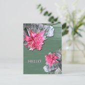 Carte Postale Bonjour Broméliade rose Fleurs (Debout devant)