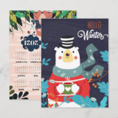 Carte Postale Bonjour Calendrier hivernal (Devant / Derrière)