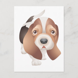 Carte Postale Bonjour Chien de Basset Rouges Amour, Amitié