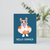 Carte Postale Bonjour Chiens de plage de Corgi été (Debout devant)