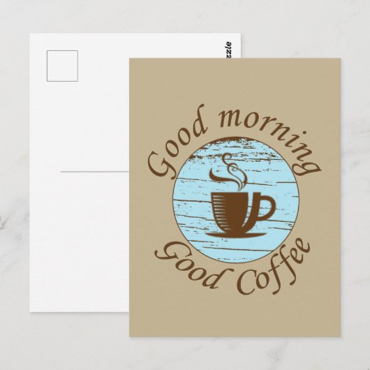 Carte Postale Bonjour citations drôles de buveurs de café (Devant / Derrière)