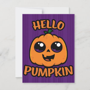 Carte Postale Bonjour Citrouille mignon Halloween Jack-O-Lantern