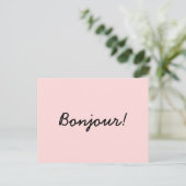 Carte Postale Bonjour Cream Ivory Design de Script Moderne (Debout devant)