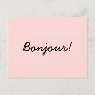 Carte Postale Bonjour Cream Ivory Design de Script Moderne
