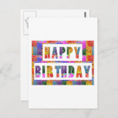 Carte Postale BONJOUR D'ANNIVERSAIRE : Artist Created Font n Col (Devant / Derrière)
