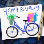 Carte Postale BONJOUR D'ANNIVERSAIRE Bicycle Bleu Cute Personnal<br><div class="desc">Ajoutez votre propre texte ou utilisez-le en tant qu'art mural dans un cadre ou collé à un corkboard. Ce serait amusant pour une chambre pour enfants, comme carte postale d'anniversaire, ou pour égayer la journée de quelqu'un! Vous pouvez choisir vous-même une couleur arrière - plan. Regardez cette carte mignonne et...</div>