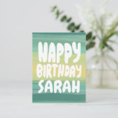 Carte Postale BONJOUR D'ANNIVERSAIRE Colorée Aquarelle rayures P (Debout devant)