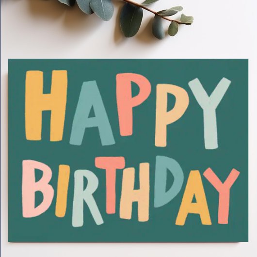 Carte Postale BONJOUR D'ANNIVERSAIRE Colorful Pastel Handletteri