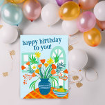 Carte Postale BONJOUR D'ANNIVERSAIRE Joli Bouquet Floral personn<br><div class="desc">Envoyez un joyeux salut d'anniversaire avec cette illustration artisanale d'un vase de fleurs coloré. Customisez cette carte avec votre propre texte à l'avant et à l'arrière ! Cliquez sur "Personnaliser" ci-dessus pour modifier le texte. Cliquez ensuite sur "modifier à l'aide de l'outil de conception" pour ajuster les polices, les couleurs...</div>