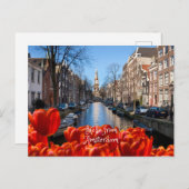 Carte Postale Bonjour de Amsterdam Spring Red Tulips (Devant / Derrière)