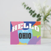Carte Postale Bonjour de l'Ohio plan plan de l'état (Debout devant)
