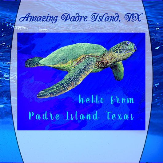 Carte Postale Bonjour de Padre Island TX Ocean Blue Sea Turtle