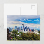 Carte Postale Bonjour de Seattle, Washington. Vue du centre-vill (Devant / Derrière)