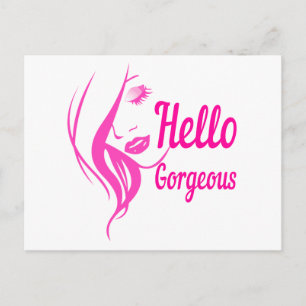 Carte Postale Bonjour Dessin de Visage de Dame Magnifique et Rav