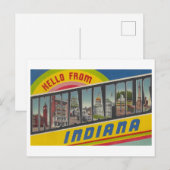 Carte Postale Bonjour d'Indianapolis, Indiana Vintage (Devant / Derrière)