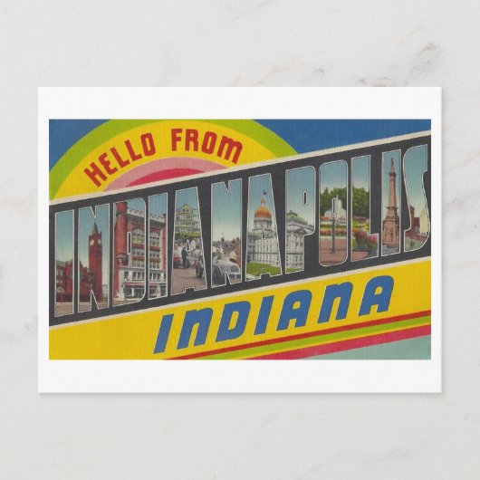 Carte Postale Bonjour d'Indianapolis, Indiana Vintage (Devant)