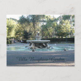 Carte Postale Bonjour d'Italie, Villa Borghese fontaine de jardi
